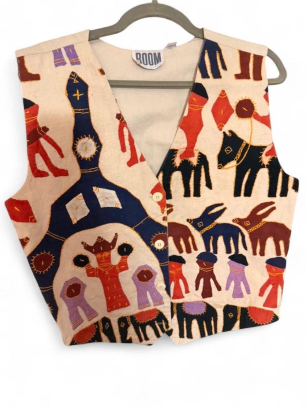 Room Brand Cream Multicolor Animal Print Vest